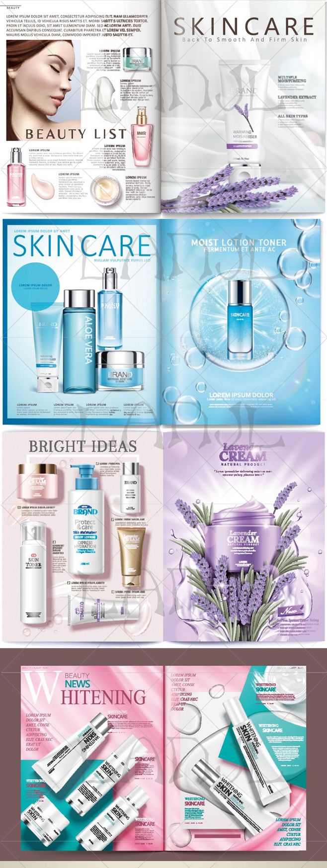 H-37 化妝品護膚品畫冊與美容雜志的精致排版設計模板